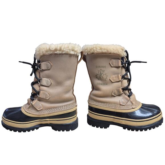 Sorel Caribou Buff Black Wool Blend Liners Waterproof Winter Boots Women's 9 - Picture 1 of 5